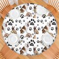 thumbnail image 2 of Bulldog Dog and Footprints Round Fitted Tablecloth with Elastic Edge,Dining Table Cover Waterproof,Outdoor Round Tablecloth for Camping,Dining,Indoor and Outdoor, 2 of 7