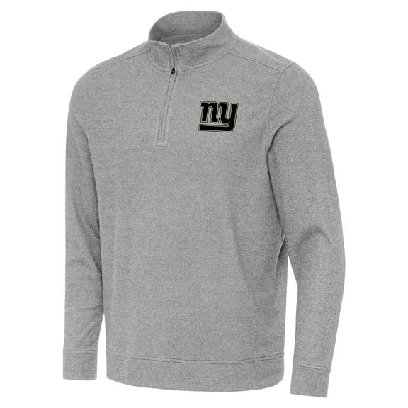 Men's Antigua Heather Gray New York Giants Subtle Quarter-Zip Top