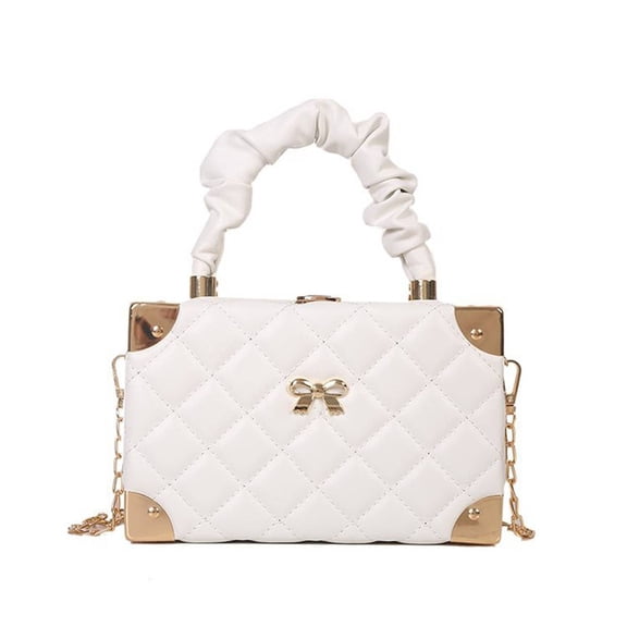 Square Quilted Handbag Womens PU Leather Chain Shoulder Bags Fashion Diamond Crossbody Bag with Top Handle