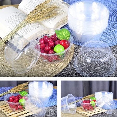 

Yin 50Pcs/Set 300/380/600/720ml Multi-use More Thicken Food Bowl Plastic Heat-resistant Round Shape Soup Bowl for Home