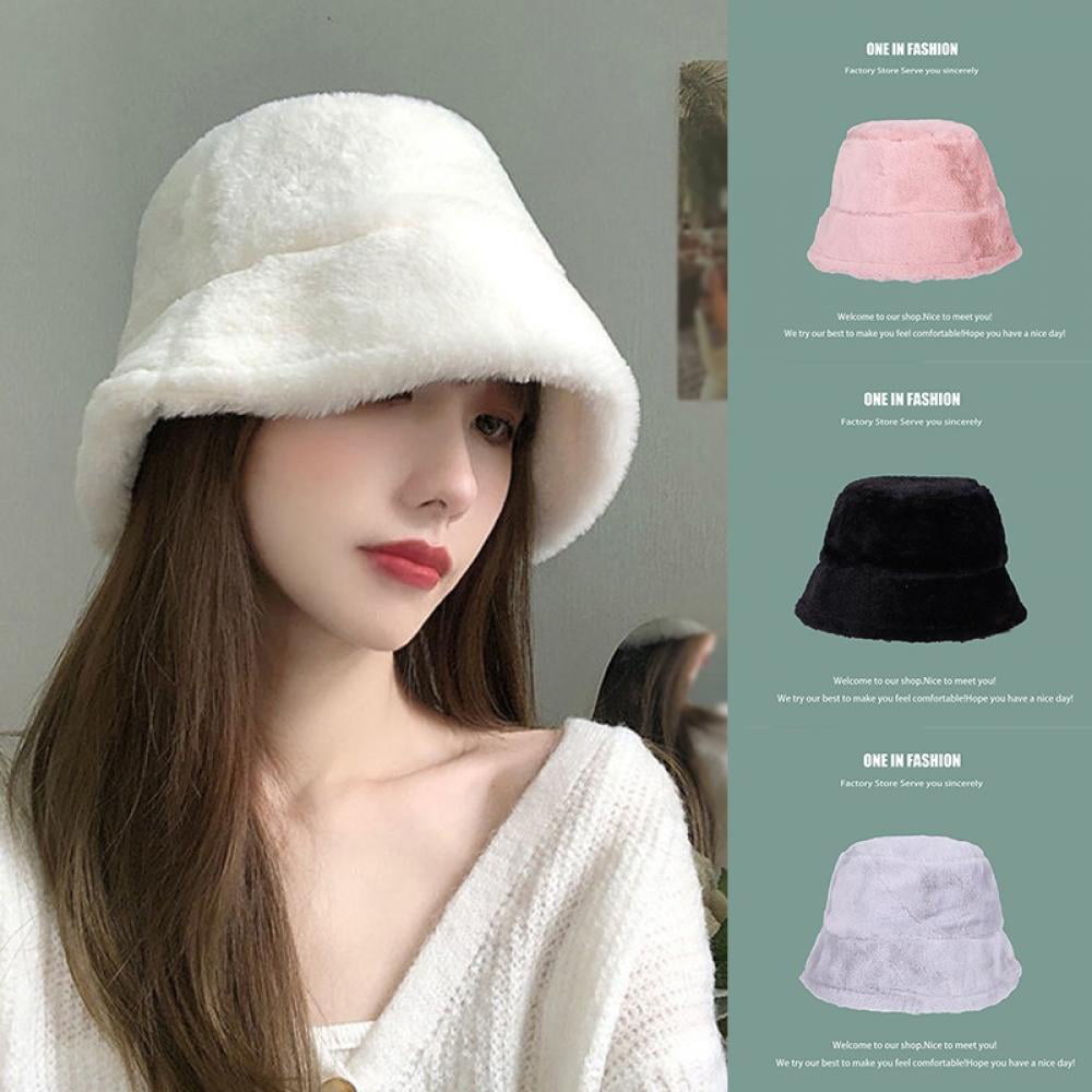 Super Cute Print Bucket Hat for Winter Cozy Accessories - Pattern Print Fur Bucket Hat