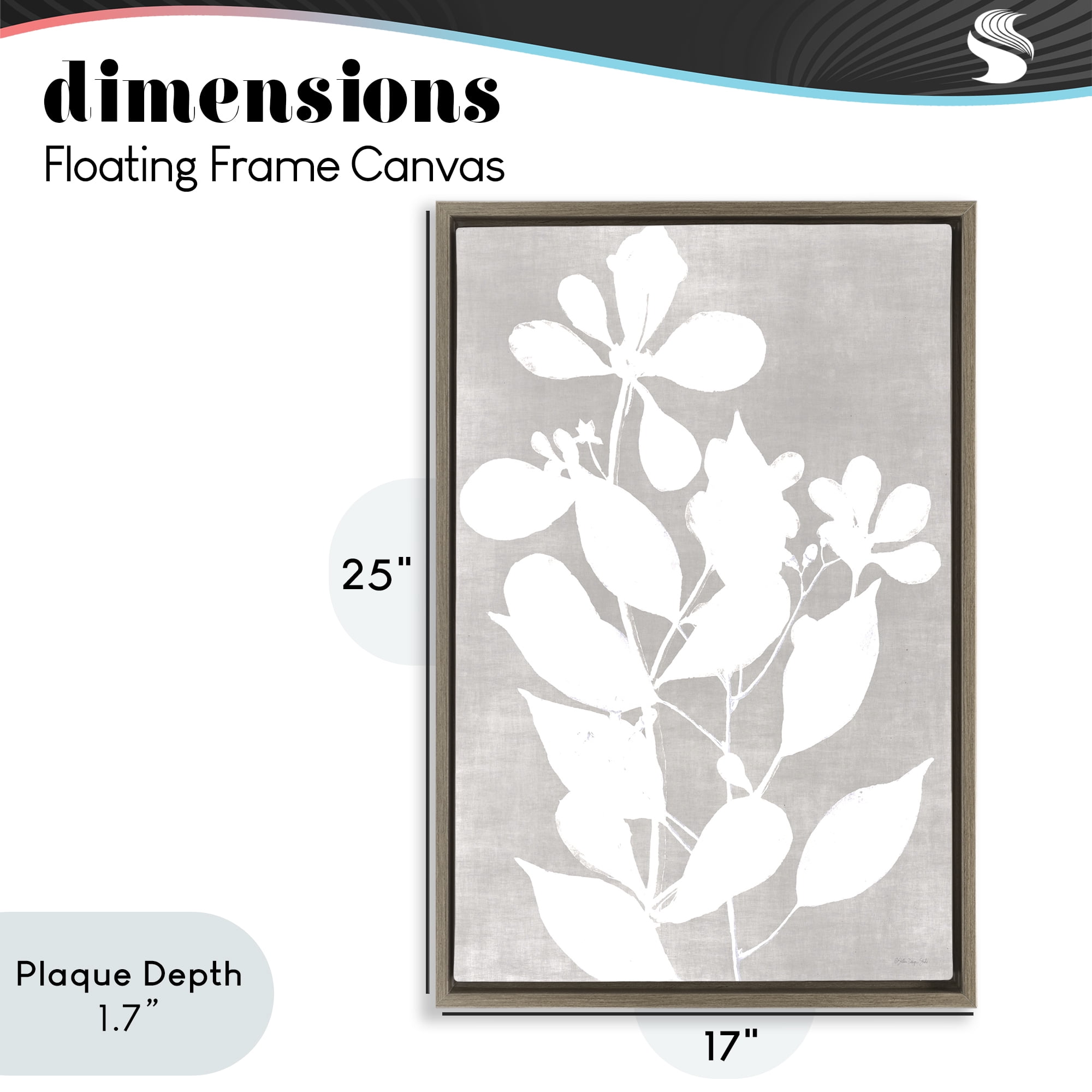 Stupell Industries Minimalist Foliage Impression Brown Framed Floater Canvas Wall Art, design by Stellar Design Studio