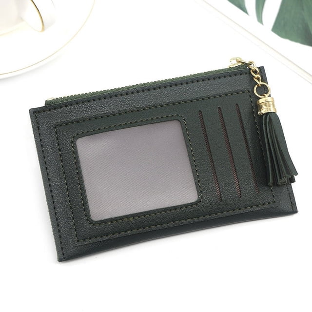 Tarjetero informal para hombre y mujer con cremallera, tarjetero de un solo color que cambia de color