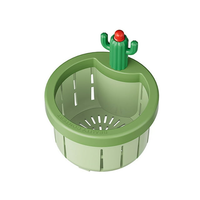 Naiovety Desagüe de fregadero ABS transparente y funcional con filtro de cactus. Presionar para abrir la tapa es más conveniente. Cocina y Comedor verde