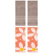 Unique Bargains 4 Pcs Cotton Absorbent Hand Towel Set 13 x 29 Inch Orange/Brown