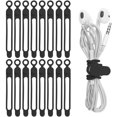 thumbnail image 1 of Paquete de 16 correas de silicona para cables, cargador de auriculares, teléfono, ratón, audio, ordenador, bridas de sujeción reutilizables para el hogar, oficina, cocina, escuela (negro) Rojo Verde, 1 of 5