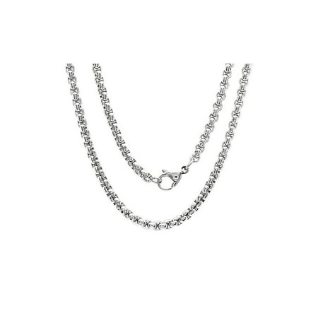18 Inch Stainless Steel Rolo Box Chain Necklace with Lobster Clasp