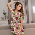 thumbnail image 3 of Sikiie Tulips Flowers Print Women's Short-sleeved Nightdress, Round Neck Pullover Nightdress Pajamas Summer Home Wear, 3 of 6