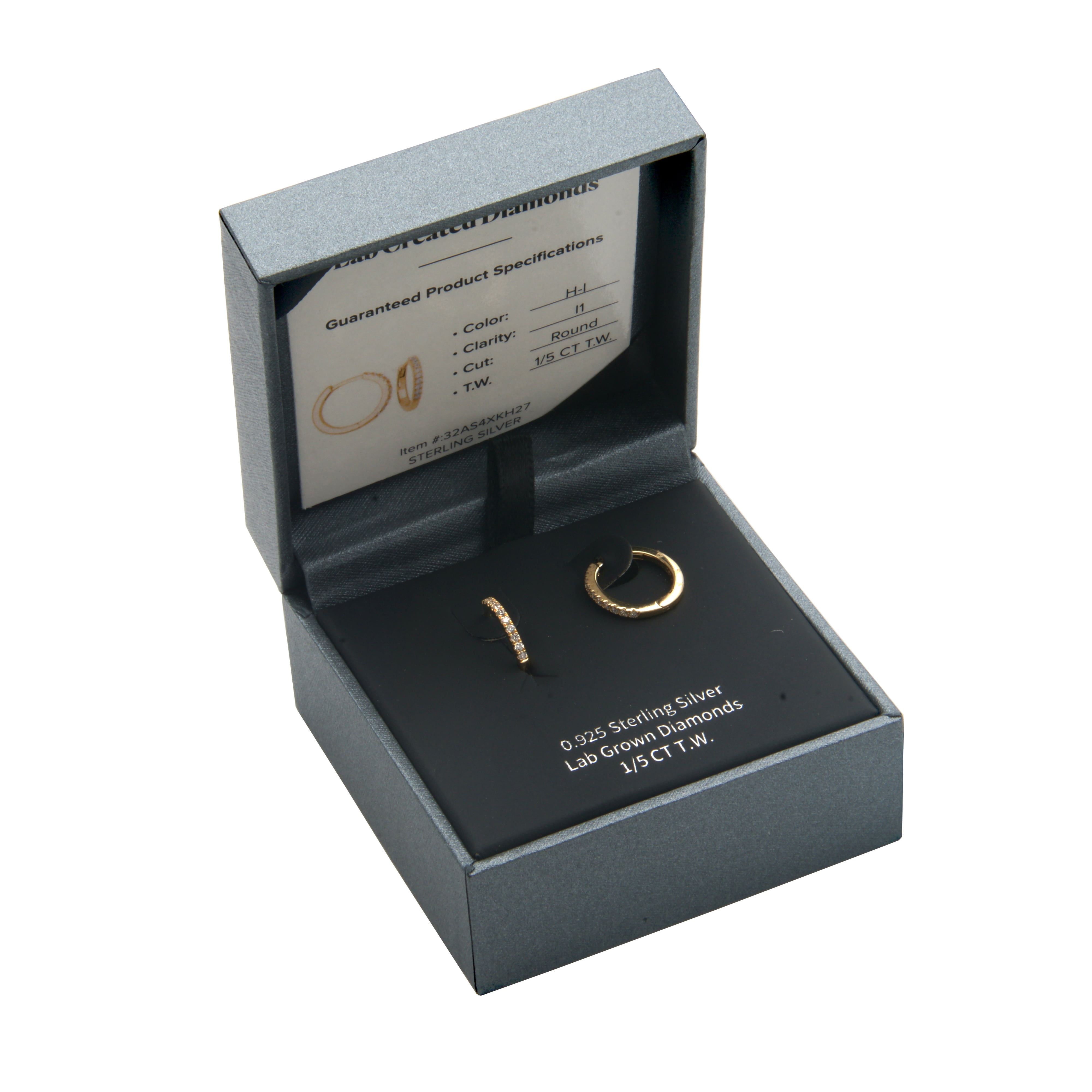 Forever Facets 1/5 CT TW Lab Grown Diamond Hoops in 18k Gold over Sterling Silver, Adult Female