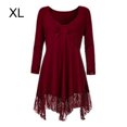 thumbnail image 1 of Vestido corto de empalme de encaje de talla grande para mujer Blusa de manga larga sexy Top informal de trabajo Methold AP1427-05B, 1 of 7