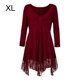 thumbnail image 1 of Vestido corto de empalme de encaje de talla grande para mujer Blusa de manga larga sexy Top informal de trabajo Advancent AP1427-05B, 1 of 7
