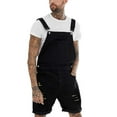 thumbnail image 4 of Penkiiy Men Casual Fashion Solid Breast Pocket Ripped Denim Shorts Straight Type Overalls Mens Versatile Shorts L Black On Clearance, 4 of 9