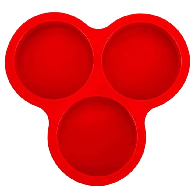 Huevos de silicona para freidora de aire – moldes redondos de silicona antiadherentes de 3 cavidades para microondas, magdalenas, pasteles, pudines, resistentes al calor, fácil de limpiar, 1 pack