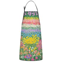 Pioneer Flower Floral Print Pattern Apron-Garden Aprons for Women with Pockets-Cotton Linen Waterproof Kitchen Cooking Gardening Aprons Adjustable for Kitchen,Cooking,BBQ and Salon 33x27 Inch