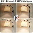 thumbnail image 2 of Fully Dimmable Floor Lamp for Living Room，Standing Lamp Rotary Switch with Table&Linen Beige Shade，Black Tall Lamps for Bedroom with Adjust Head，9W LED Bulb Included, 2 of 12