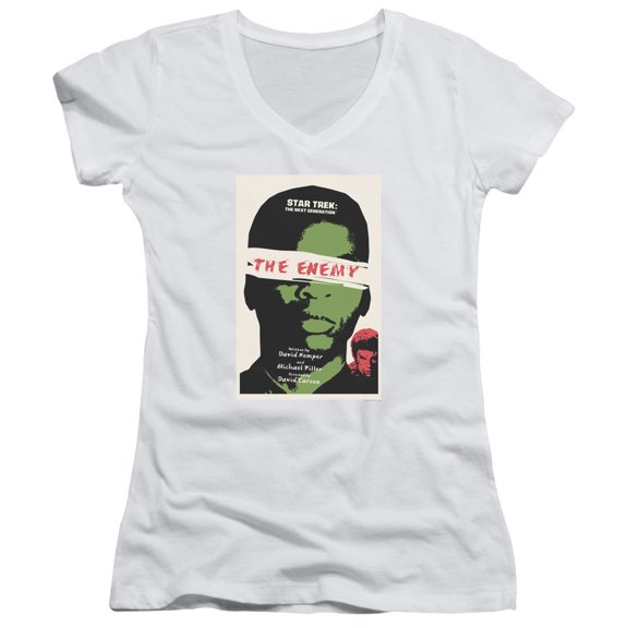 Star Trek Tng Season 3 Episode 7 Junior Women's V-Neck T-Shirt White