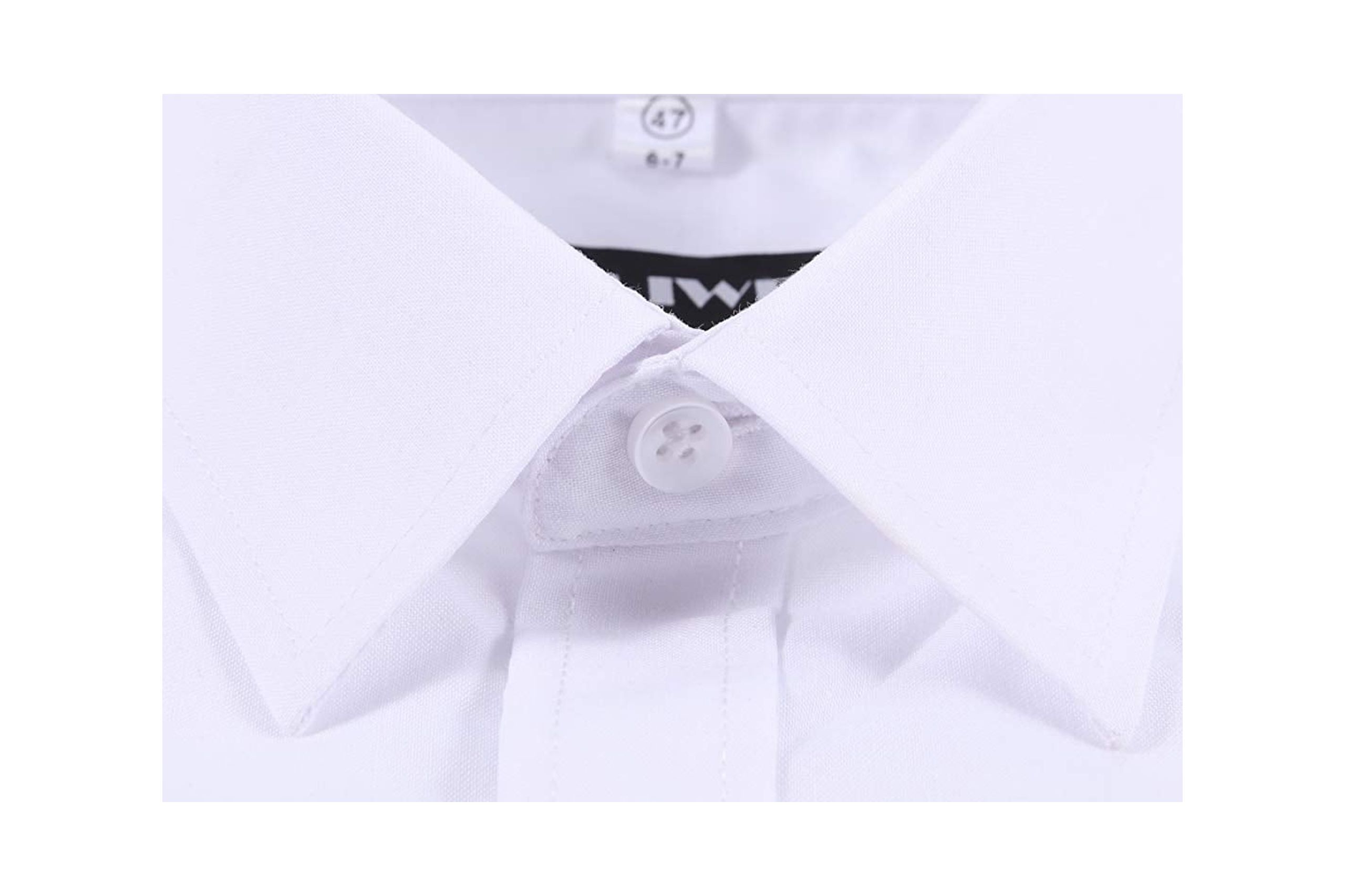 AOLIWEN Boy's Long Sleeve Button-Down Collared Dress Shirt Ruffle Shirts  School Uniform Blouse White 