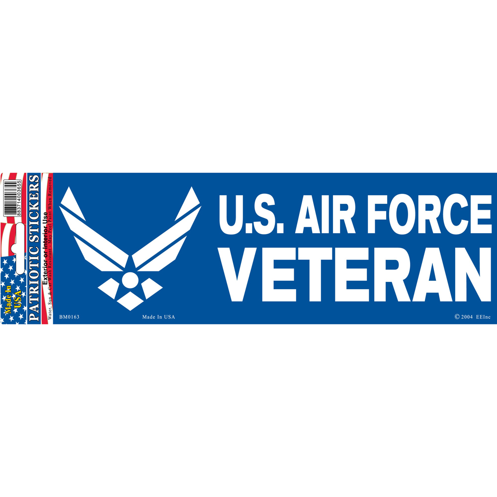 Us Air Force Veteran Logo Bumper Sticker 3 14 By 9 12 Inches