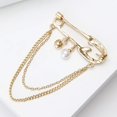 thumbnail image 4 of Fashion Safety Pin Brooch with Hanging Tassel Chains Charm Decorative Cubic Zirconia Crystal Pearl Collar Label Pins for Sweater Dress Skirt Tie Punk Accessories for Women Men Corsage Jewelry, 4 of 6