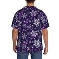 thumbnail image 3 of Naloa Christmas Purple Snowflakes Men's Loose Fit Cuban Collar Short-Sleeve Shirt, Hawaiian Shirts, Mens Shirts Casual for Everyday Wear Outings-Large, 3 of 5