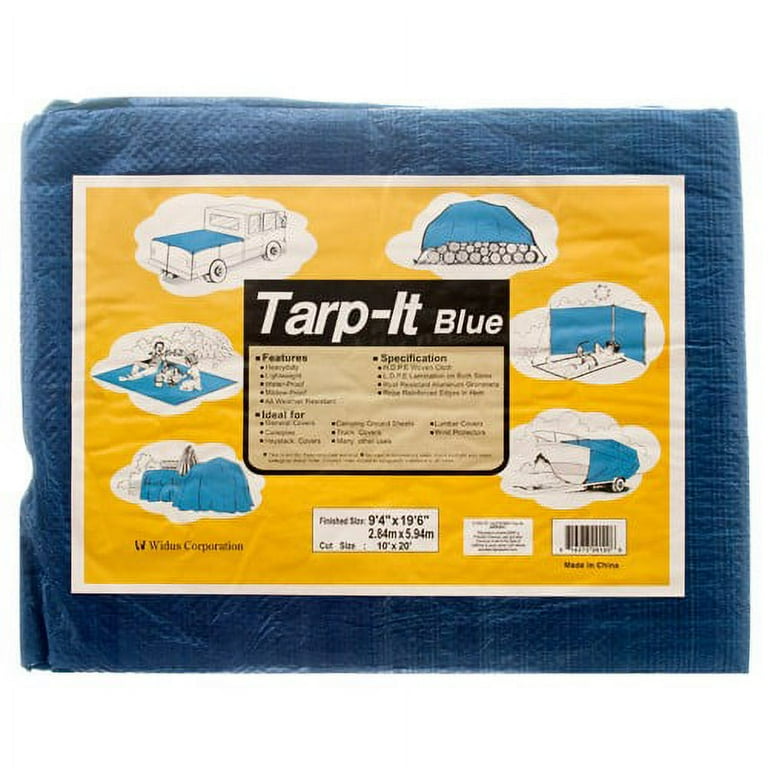 10x20 ft Blue Tarp Tarpaulin Poly Camping Ground Sheet w/ Grommets