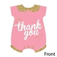 Big Dot of Happiness Hello Little One Pink and Gold Shaped Thank You Cards Girl Baby