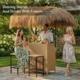 thumbnail image 5 of LAZZO 3 Pieces Outdoor Bar Set, Patio Wicker Bar Set with Height Stools and Islander Tiki Bar for Garden, Yellow, 5 of 9