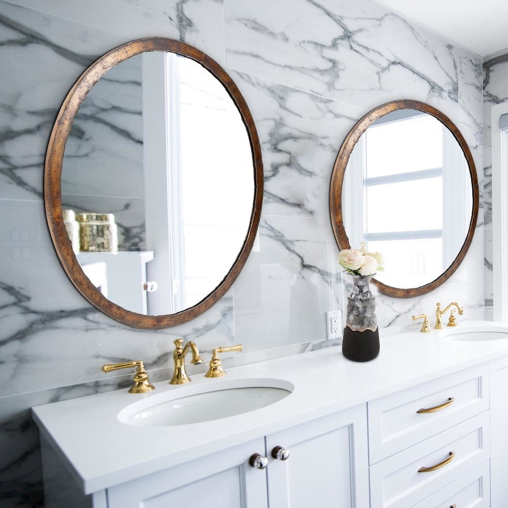 Tyler Dillon Stainless Streel Framed Decorative Round Wall and Accent Mirror 20"D
