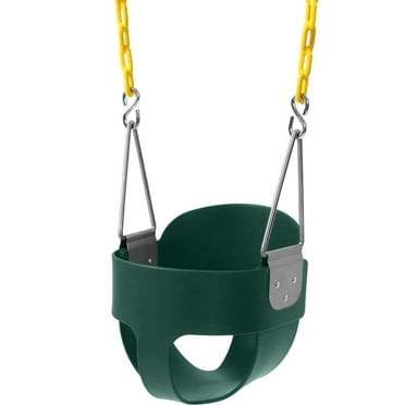 Toddler Swing High Back Bucket Swing Seat with Coated Chain, Heavy Duty Kids Swing Seat Fully Assembled, Kids Playground Activities Baby Swing for Outdoor Outside, Green