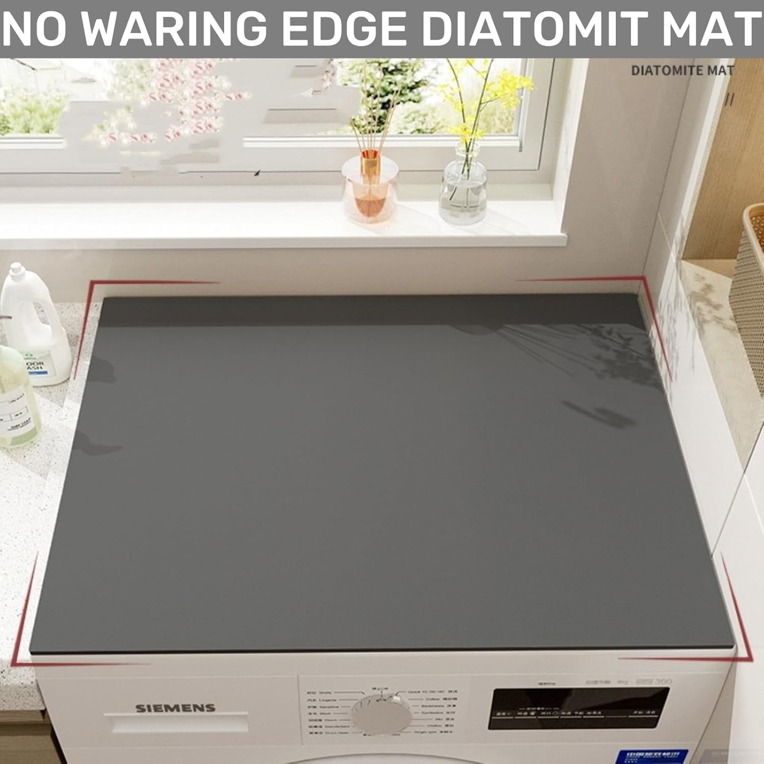 24"x24" Washer Dryer Cover - Non-Slip Washing Machine Top Mat, Cut-to-Fit Laundry Machine Protector for Kitchen/Home, Absorbent Quick-Dry Pad (Ivory, 24''x24'')