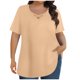 thumbnail image 1 of Mujeres Más Tamaño Manga Corta Tops, Moda Verano Color Sólido, V-Cuello Blusas, Más Tamaño Ropa de Verano para las Mujeres, 1 of 6