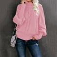 thumbnail image 2 of Stichou Sweaters for Women Long Sleeve Fall Winter Trendy Cable Knit Casual Turtleneck Crew Neck Pullover Sweater Tops Pink M, 2 of 5