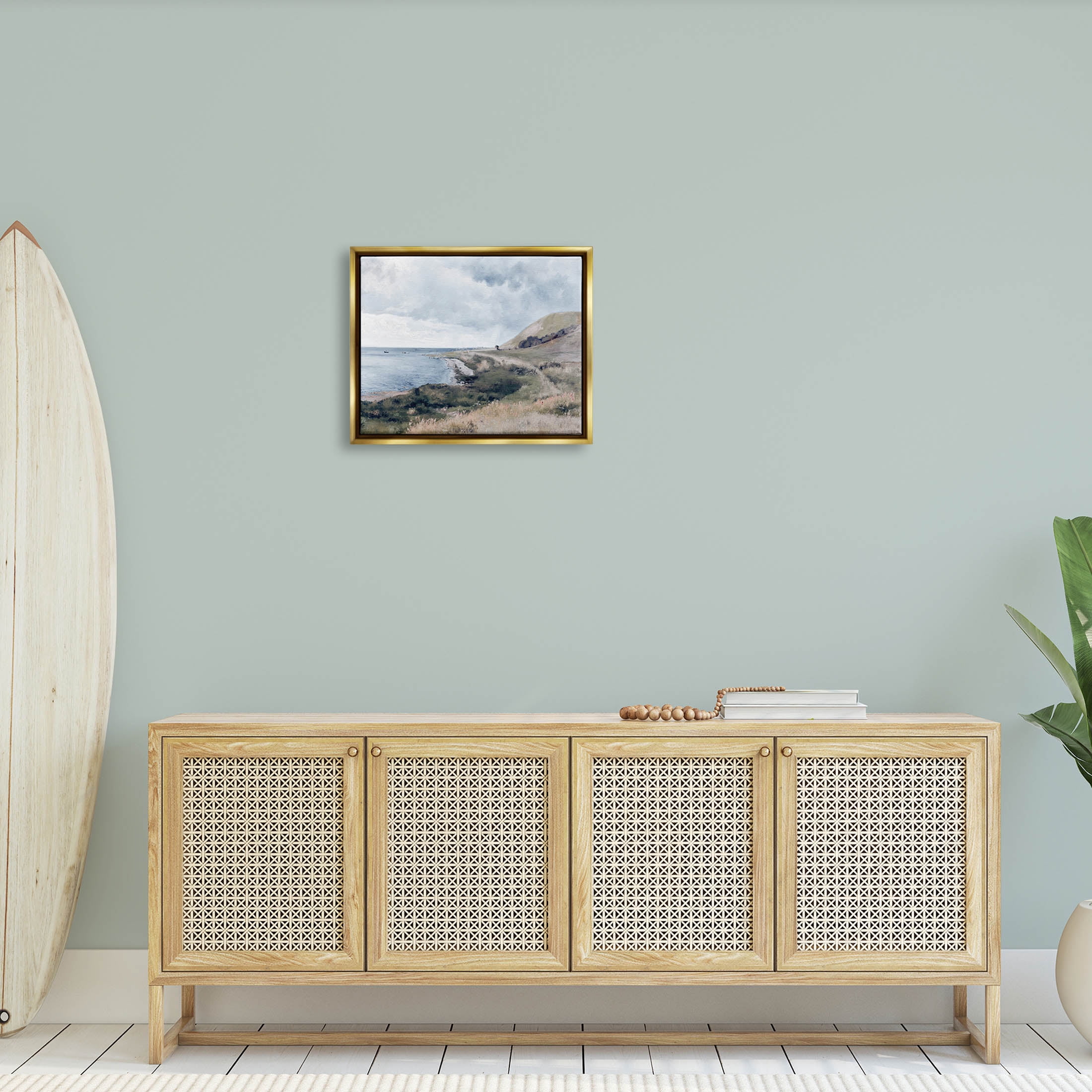 Seaside Cliffs Ocean Scenery Landscape Graphic Art Metallic Gold Framed Art Print Wall Art