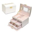 thumbnail image 1 of Jewellery Box, 3 Layers Pu Leather Jewelry Storage Box With Mirror And Lock, Drawer Type, For Storing Rings, Bracelets, Earrings, Necklaces, Synthetic, 1 of 5