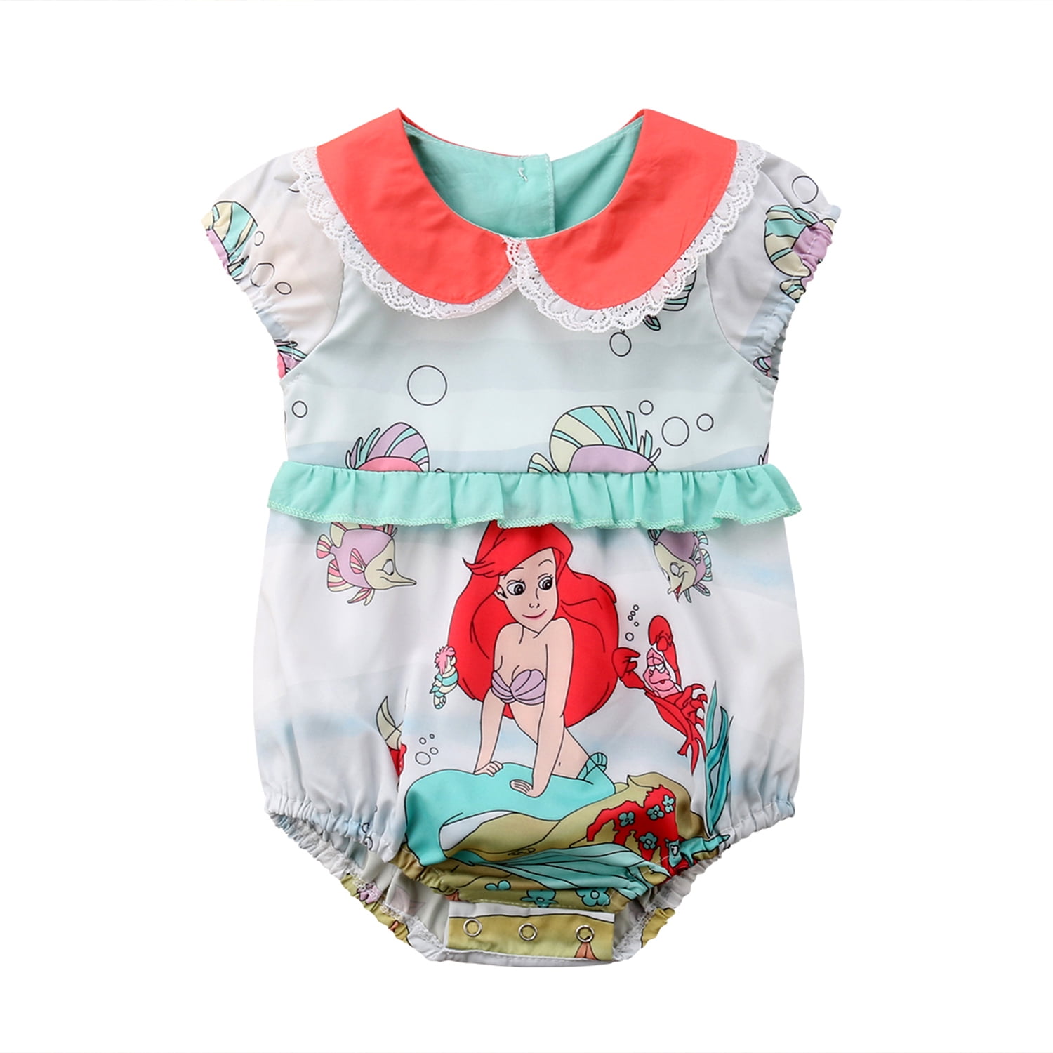 Toddler Kid Baby Girls Cute Mermaid Peter Pan Collar Romper