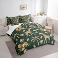 thumbnail image 2 of Castle Fairy Wildlife Giraffe Lion Elephant Full Size Bedding Sets 7 Pieces,Tropical Jungle Animal Full Size Bed in a Bag,Dark Sage Cream,Reversible, 2 of 7