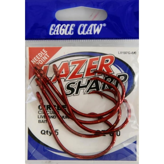 Lazer Sharp L8197GH-8/0 Circle Offset Hook, Sea Guard Red, Size 8/0, 5 Pack