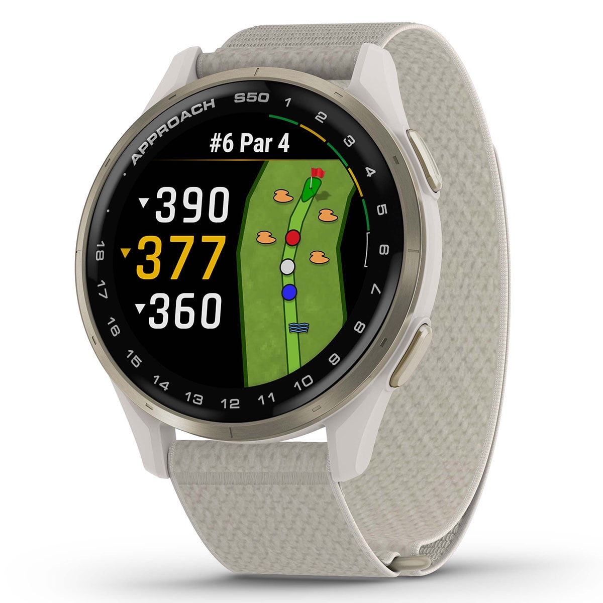 Garmin Approach S50 (Cream Gold/Ivory) Golf GPS Smartwatch Bundle with PlayBetter Screen Protectors, Wall Adapter & Hard Case