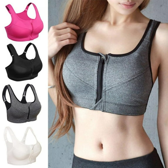 M-5XL Women Sport Bra Professional Front Zipper Running Yoga Bra Vest Push Up Shockproof Wirefree Crop Top Fitness Bra