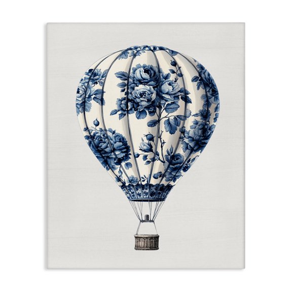 Vintage Toile Hot Air Balloon Canvas Wall Art, design by Lettered and Lined