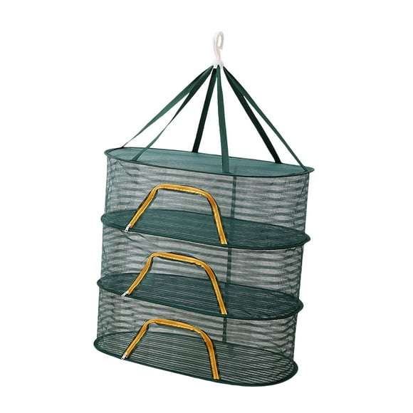 Red de secado para pesca, rejilla para secar plantas, con gancho y cremallera, transpirable y resistente al viento. Tres capas