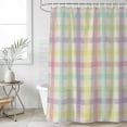 thumbnail image 6 of Green Beige Plaid Shower Curtain Set - Long 72" x 84" Washable Bathtub Curtain with 12 Hooks, Farmhouse Art Checkered Rustic Waterproof Fabric Stall Shower Curtains for Bathroom/Bathtub Décor, 6 of 6