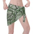 thumbnail image 3 of Kll Green Snakeskin Print Women'S Sarong Coverups Short Bathing Suit Wrap Skirt Beach Wrap Swimsuit Cover Ups, 3 of 7