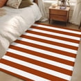 thumbnail image 5 of Burnt Orange Stripe Large Area Rugs for Bedroom Living Room, Soft Non Slip Carpet Bedside Rug, Farmhouse Striped Abstract Art Rectangular Floor Cover Kitchen Accent Rug 4'x6' for Dining Room/Office, 5 of 9