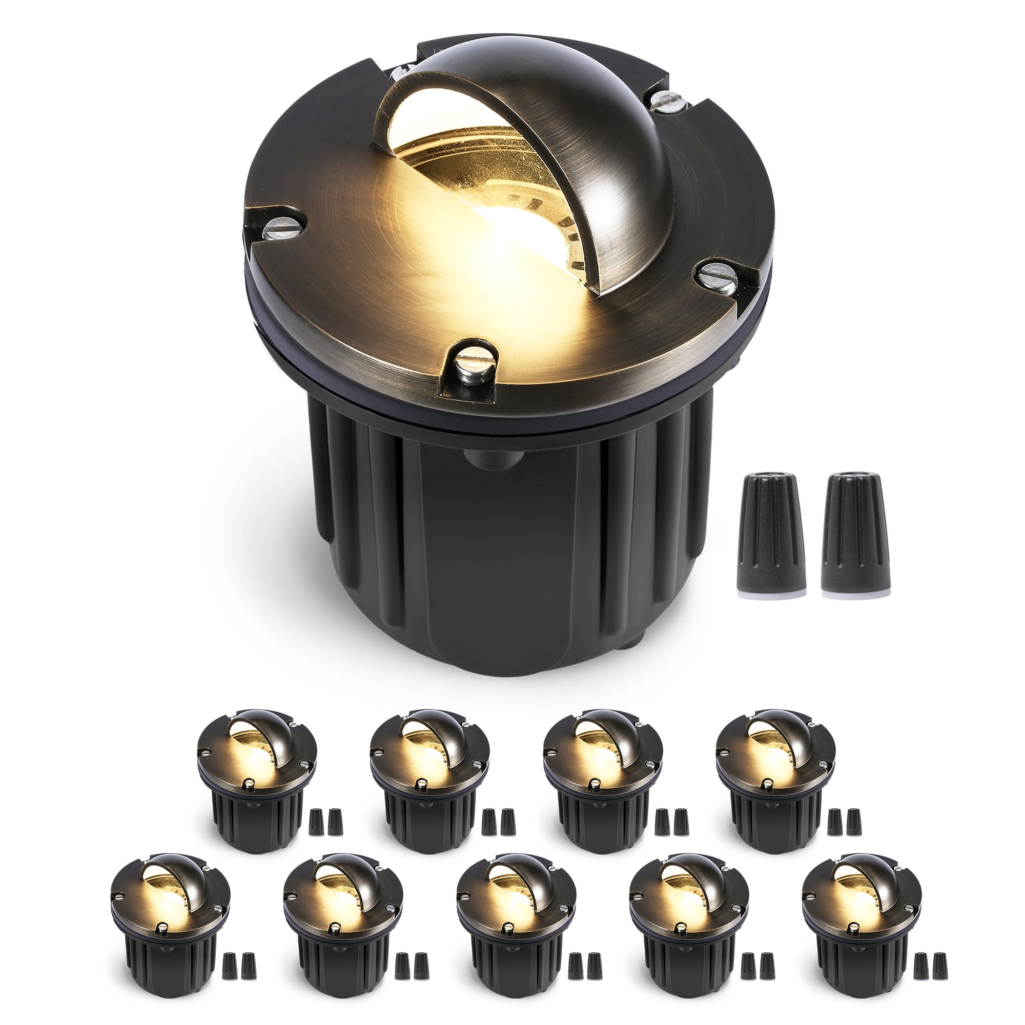 Gardenreet Brass Outdoor In Ground Well Lights, 12V LED Low Voltage Landscape Lights for Garden