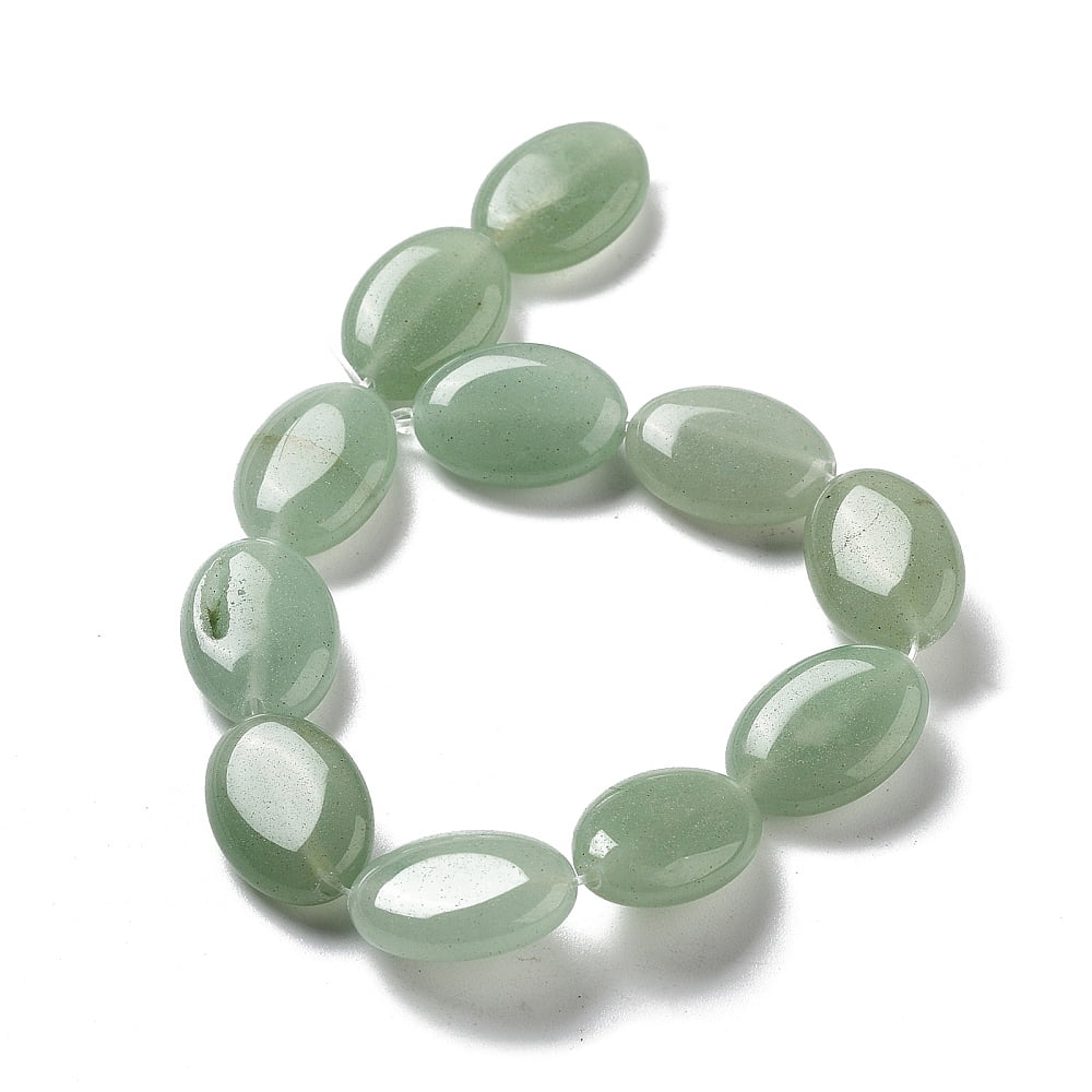 4strands Natural Green Aventurine Beads Strands Flat Oval 18~18.5x13~13.5x6~6.5mm Hole: 1.2mm about 11pcs/strand 7.76 inch(19.7cm) DIY