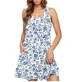 thumbnail image 2 of Roncen Women's Floral Print Casual Dress - Sleeveless Round Neck Short Loose Fit Plus Size Summer Dress for Daily Wear, Breathable A-Line Mini Dress with Flowy Design, 2 of 6