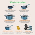 thumbnail image 2 of NutriChef 11 Piece Nonstick Stripe Pattern Kitchen Cookware Set, Royal Blue, 2 of 6