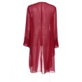 thumbnail image 5 of TiaoBug Womens Chiffon Cardigan 3D Flower Brooch Cascading Trim Bolero Jacket Long Sleeve Open Front Burgundy S, 5 of 7
