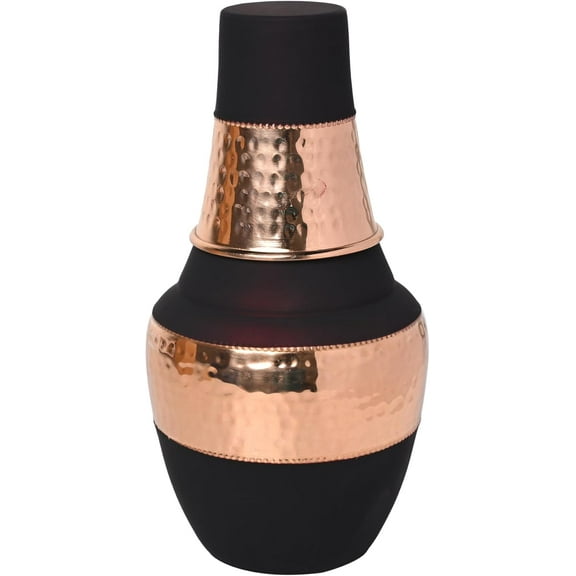 Pure Copper Bedside Water Carafe with Tumbler-1.4L (47.3 fl oz) Dark Cherry| Supports Ayurvedic Health Benefits